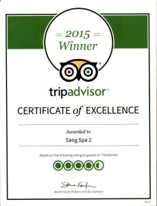 Sang Spa award certificate