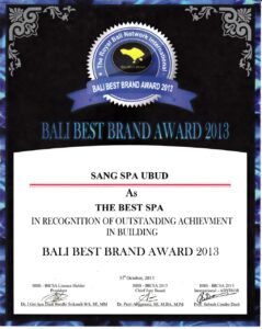 Sang Spa award certificate