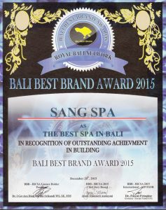 Sang Spa award certificate