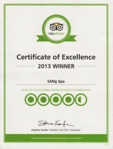 Sang Spa award certificate